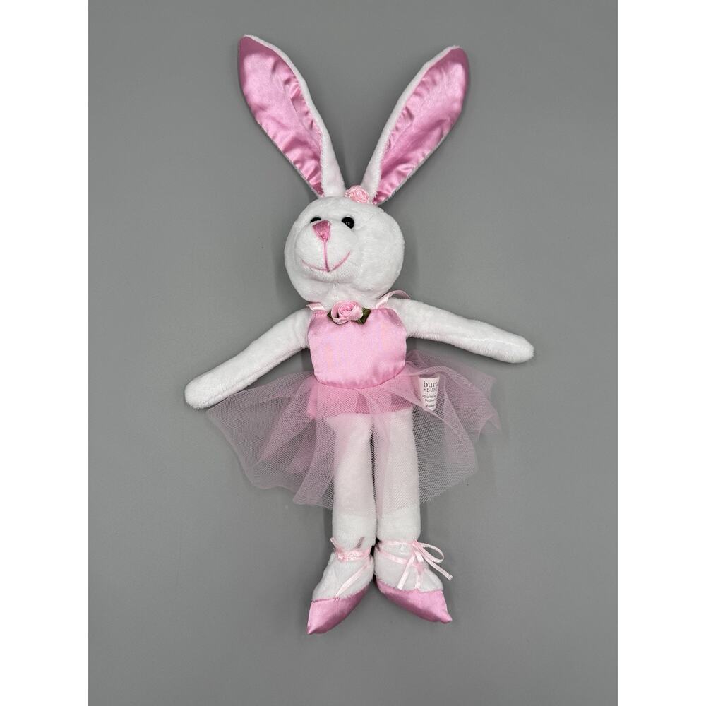 Burton & Burton White & Pink BALLERINA BUNNY Rabbit Plush 10” Stuffed Animal